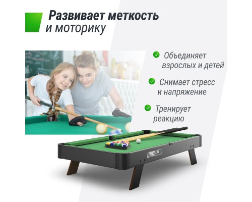 Игровой стол UNIX Line Мини Бильярд настольный (88х47 cм) Black