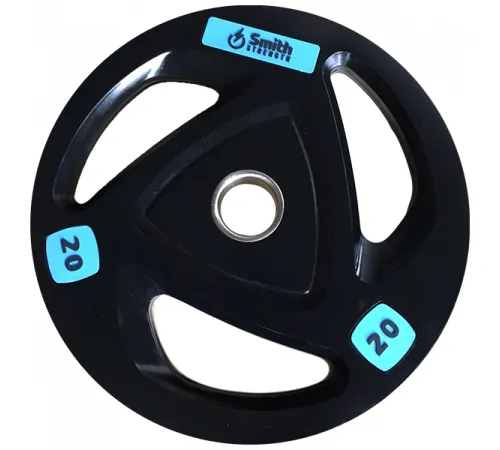 Диск для штанги Smith WP085-20 c 3-м хватом, обрезиненный, 20кг