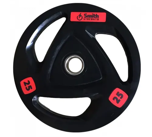 Диск для штанги Smith WP085-25 c 3-м хватом, обрезиненный, 25кг