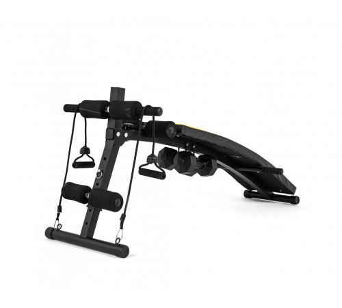 Скамья для пресса DFC с гантелями и эспандерами D102RY